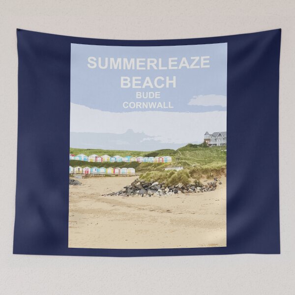 Item preview, Summerleaze Beach Bude Cornwall.  Cornish gift Kernow Travel location poster designed and sold by BarbaraGlebska.
