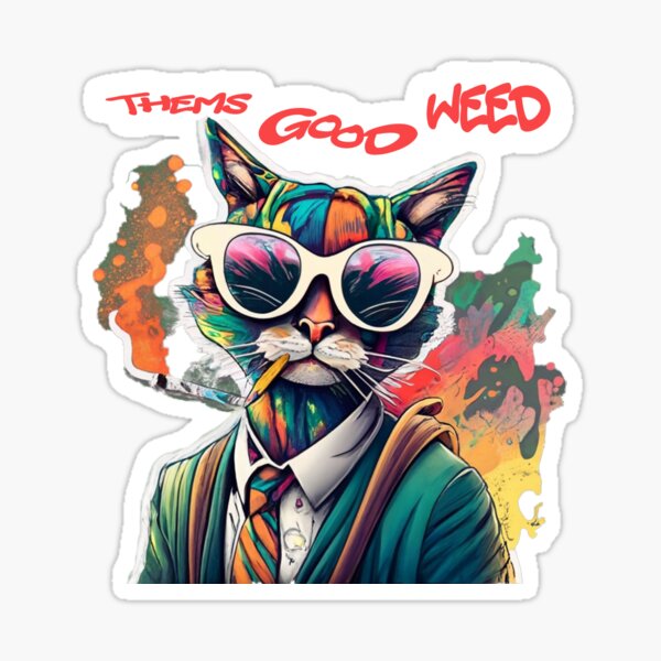 Smoking Weed Cat Stickers for Sale