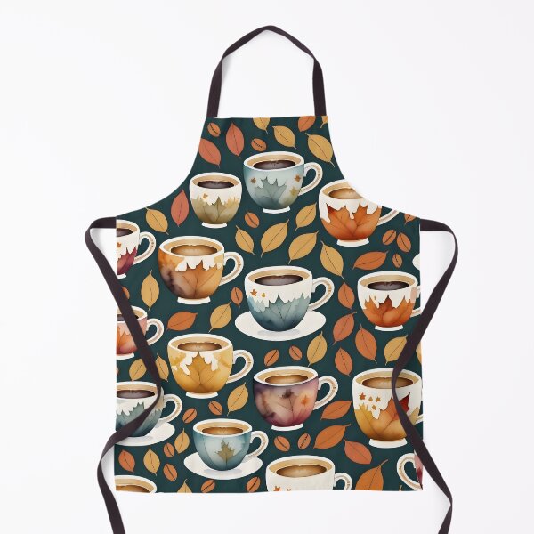 Item preview, Watercolor Coffee Cups and Autumn Leaves Pattern designed and sold by AGNIII.