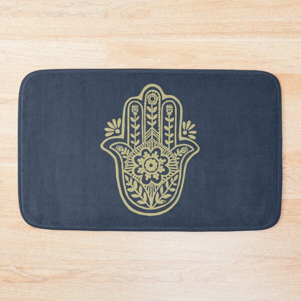 Item preview, Hamsa Flora Linocut - Dusk + Gold designed and sold by Irene Estelle.
