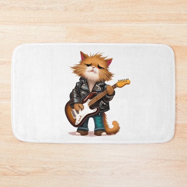 Item preview, Cat playing rock guitar designed and sold by PickledjoArt.