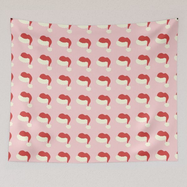 Item preview, Christmas Santa Hats Boho Pastel Pink and Red Pattern designed and sold by blomastudios.