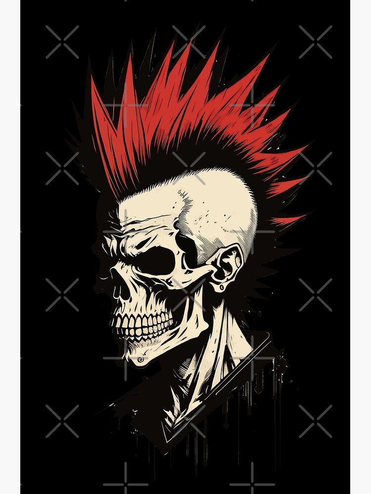 Red Mohawk Skull Punk