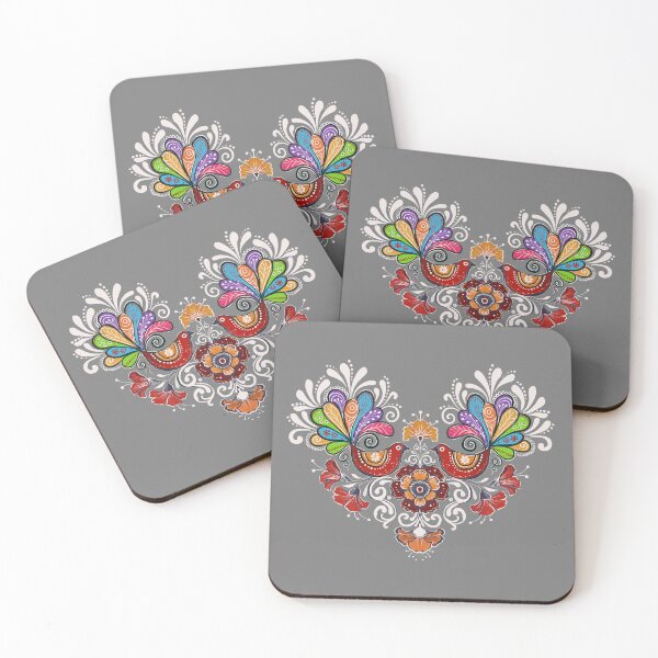 Item preview, folk colorful birds and spring  flowers designed and sold by Hennagirl.