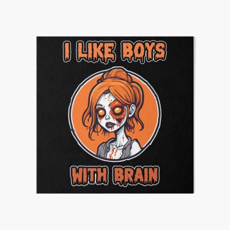 Pink Zombie I Like Boys With Brain Halloween Cute Colorful Retro