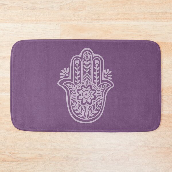 Aperçu de l'œuvre Hamsa Flora Linocut - Plum + Dust créée et vendue par Irene Estelle.