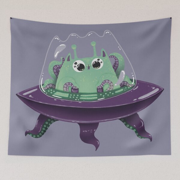 Item preview, Alien Cat In A Flying Saucer Print designed and sold by Julia Sol.