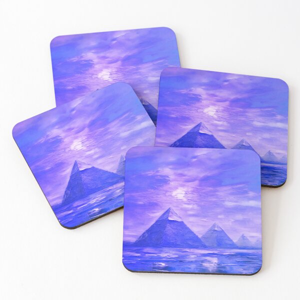 Item preview, The Pyramids of Giza, Egypt, Indigo-blue, AI Generated Art - One of the Seven Wonders of the Ancient World designed and sold by studioSharonKay.