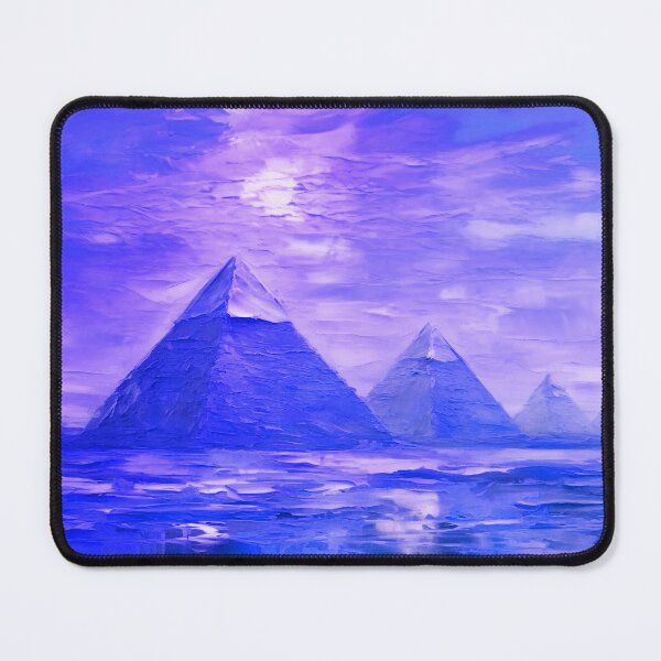 Item preview, The Pyramids of Giza, Egypt, Indigo-blue, AI Generated Art - One of the Seven Wonders of the Ancient World designed and sold by studioSharonKay.