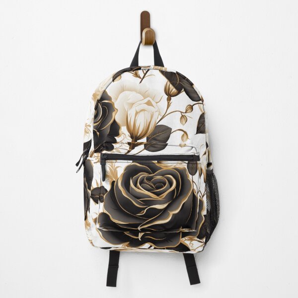 Item preview, Black and White Roses with golden inticate detales pattern, classic vintage design designed and sold by Vindbult.