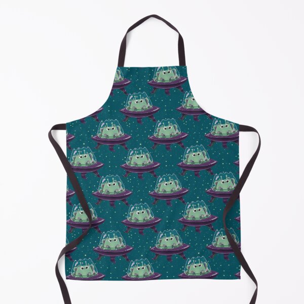 Item preview, Alien Cat In A Flying Saucer On Teal Space Background Pattern designed and sold by Julia Sol.