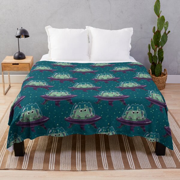 Item preview, Alien Cat In A Flying Saucer On Teal Space Background Pattern designed and sold by Julia Sol.