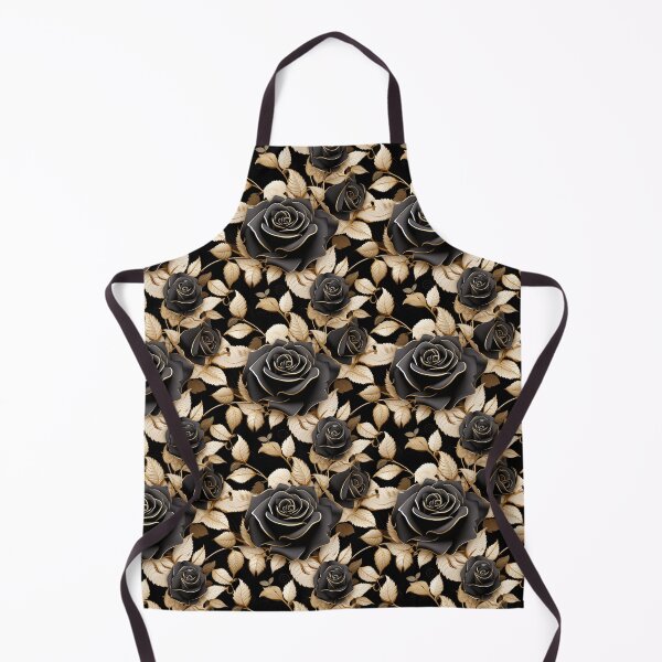 Item preview, Black Roses with golden leaves, inticate detaled pattern, classic vintage design designed and sold by Vindbult.