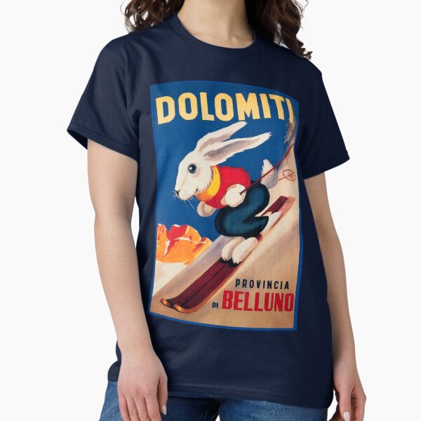 Item preview, Ski Bunny Rabbit vintage winter sport travel advert designed and sold by Glimmersmith.