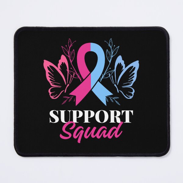 Aperçu de l'œuvre Escouade de soutien - Conception de sensibilisation au cancer du sein avec rose et bleu créée et vendue par 29Bumblebee.