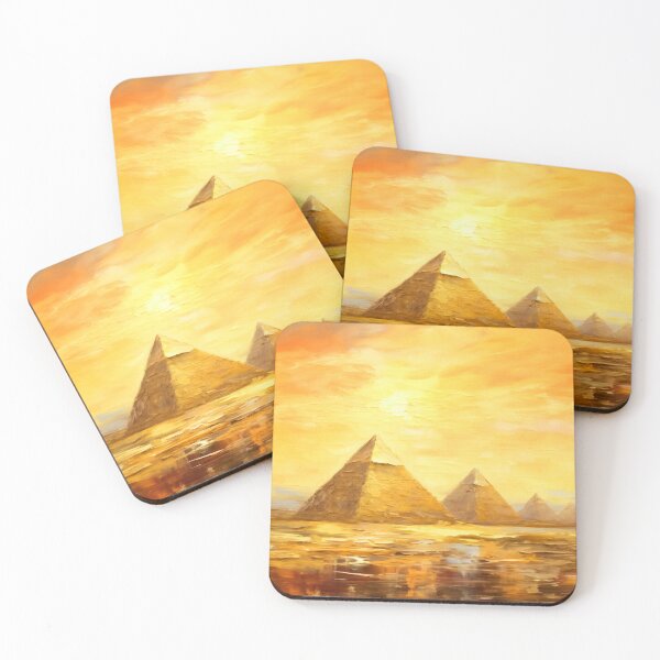 Item preview, The Pyramids of Giza, Egypt, Yellow, AI Generated Art - One of the Seven Wonders of the Ancient World designed and sold by studioSharonKay.