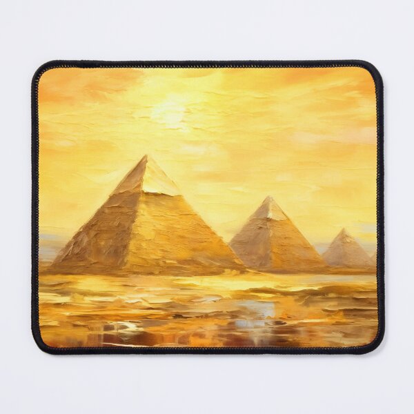 Item preview, The Pyramids of Giza, Egypt, Yellow, AI Generated Art - One of the Seven Wonders of the Ancient World designed and sold by studioSharonKay.