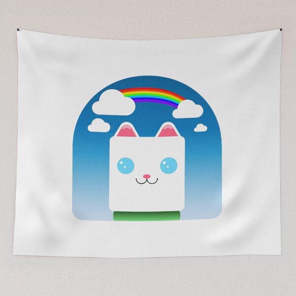 Item preview, white cat in the garden designed and sold by colorsofcherry.