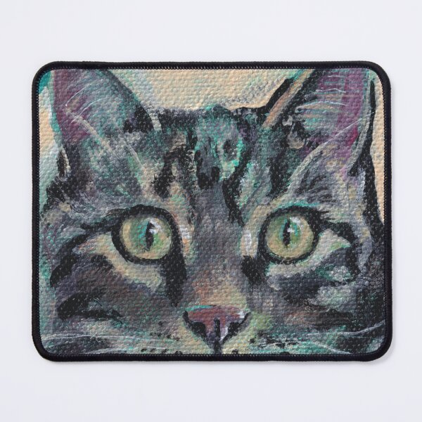 Item preview, Gray tiger cat on teal designed and sold by HelenDBVickers.