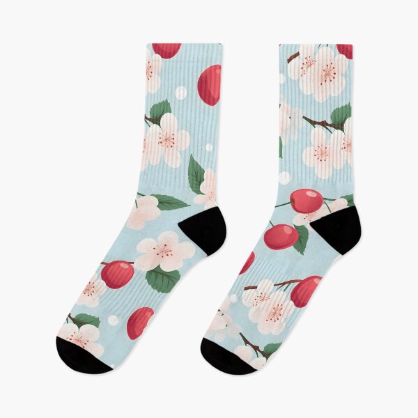 Item preview, Seamless red cherry and flower pattern designed and sold by Nippitchaya.