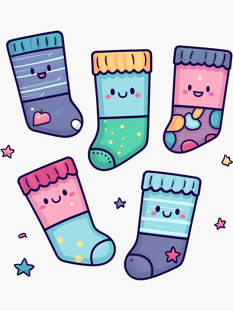 Set of colorful baby socks clipart. Simple cute newborn baby sock