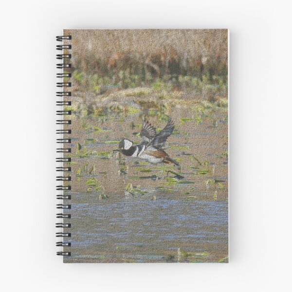 Item preview, Hooded Merganser in flight designed and sold by Linda Crockett.