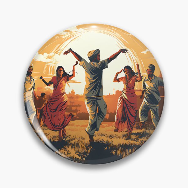 Artikelvorschau, Bhangra Dancers In Village Colourful Sunset entworfen und verkauft von PioneerX1.