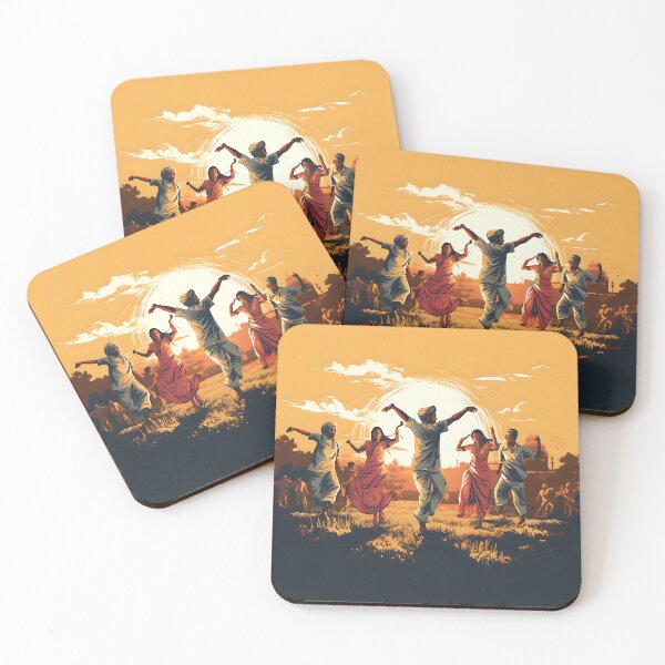 Item preview, Bhangra Dancers In Village Colourful Sunset designed and sold by PioneerX1.