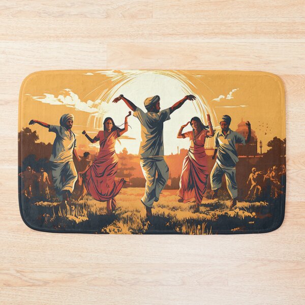 Artikelvorschau, Bhangra Dancers In Village Colourful Sunset entworfen und verkauft von PioneerX1.