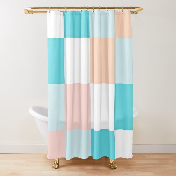 Digital Geometric Square white & pastel shade pattern Shower Curtain