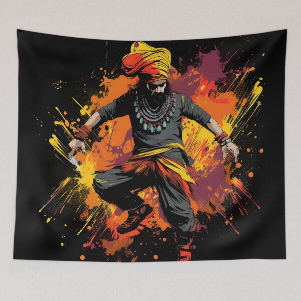 Item preview, Colourful Bhangra Dancer Art designed and sold by PioneerX1.