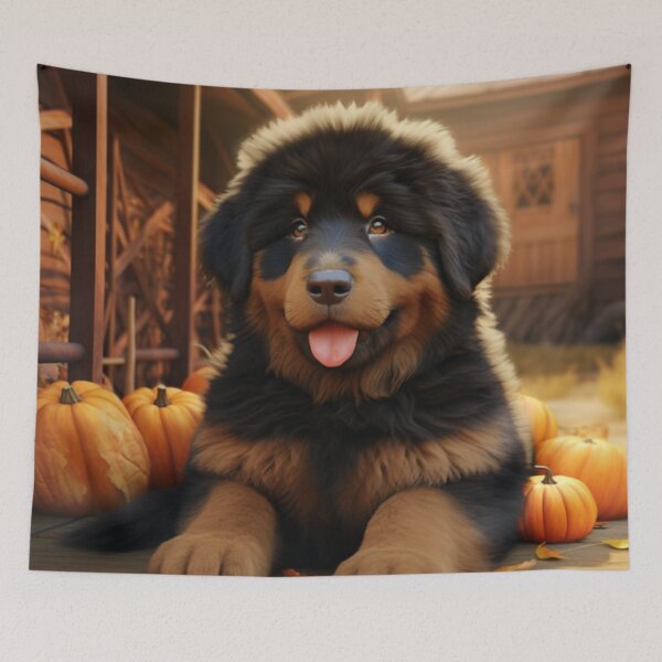 Item preview, Tibetan Mastiff Puppy In Autumn designed and sold by ZenEverAI.