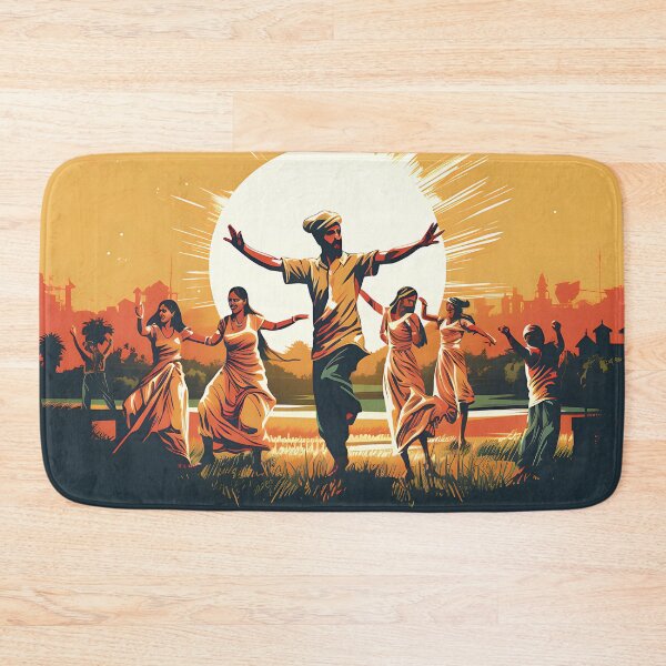 Artikelvorschau, Bhangra Dancers In Village Colourful Sunset entworfen und verkauft von PioneerX1.