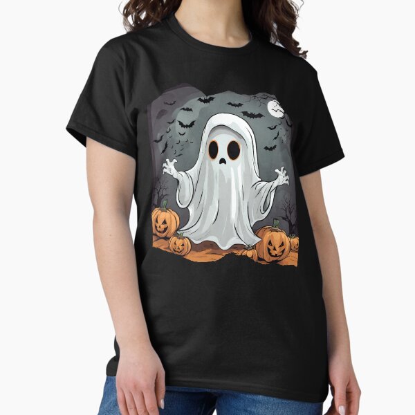 Scary ghost and pumpkins Classic T-Shirt