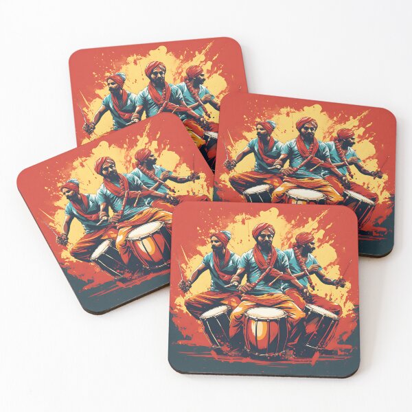 Item preview, Colourful Punjabi Bhangra Dhol Players  designed and sold by PioneerX1.