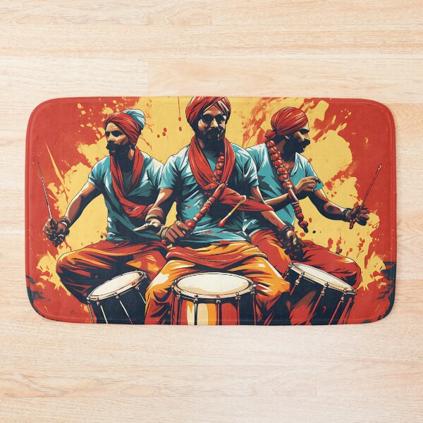 Item preview, Colourful Punjabi Bhangra Dhol Players  designed and sold by PioneerX1.