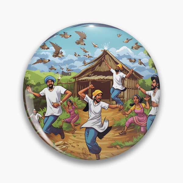 Item preview, Colourful Village Bhangra Dancers Art designed and sold by PioneerX1.