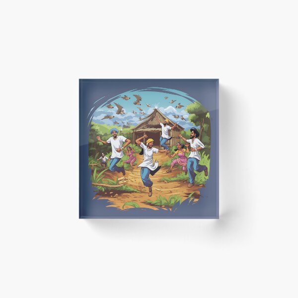 Item preview, Colourful Village Bhangra Dancers Art designed and sold by PioneerX1.