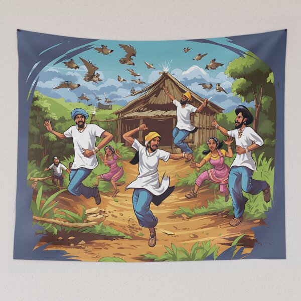 Item preview, Colourful Village Bhangra Dancers Art designed and sold by PioneerX1.