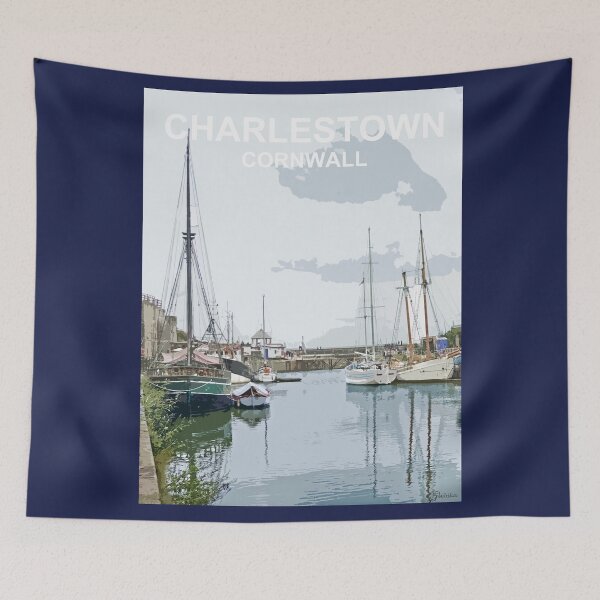 Item preview, Charlestown Cornwall.  Cornish gift Kernow Travel location poster, St Austell designed and sold by BarbaraGlebska.