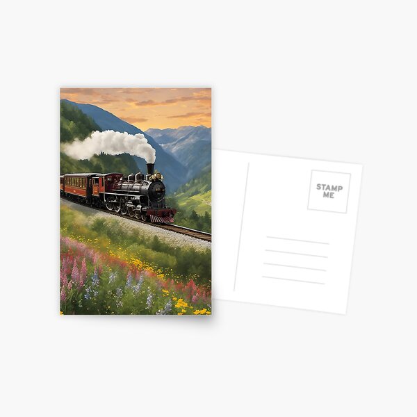 Vintage Steam Locomotive Poster Postcard