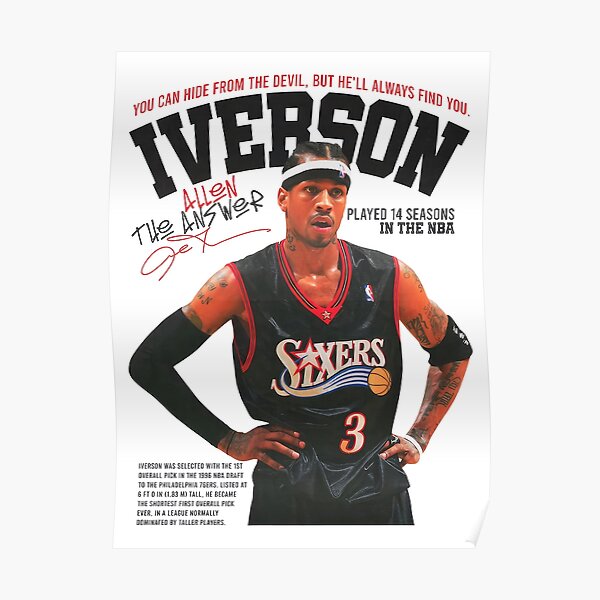 Retro Vintage Allen Iverson The Answer Philadelphia 76ers NBA