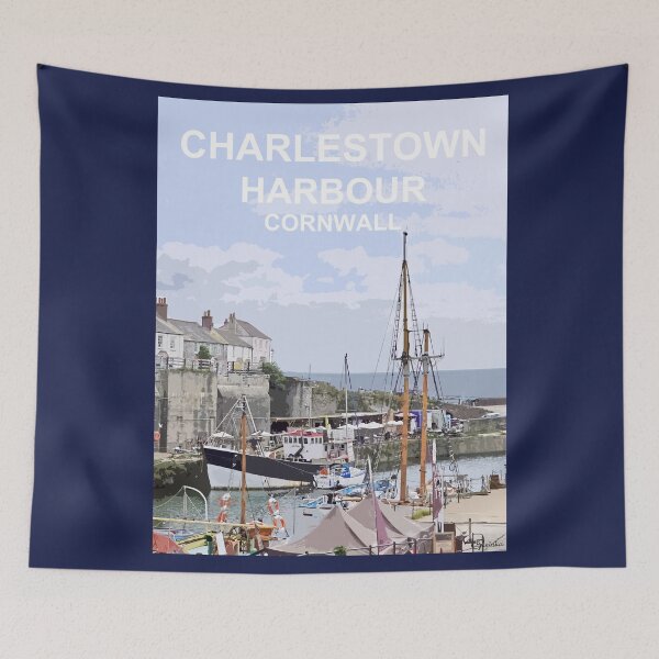 Item preview, Charlestown Harbour Cornwall.  Cornish gift Kernow Travel location poster, St Austell designed and sold by BarbaraGlebska.
