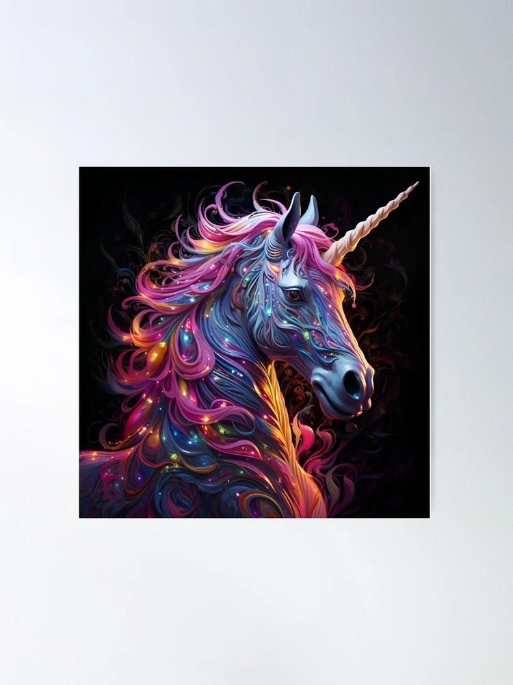 Neon Unicorn digital art print