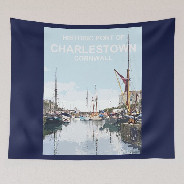 Item preview, Historic Port Charlestown Cornwall.  Cornish gift Kernow Travel location poster, St Austell designed and sold by BarbaraGlebska.