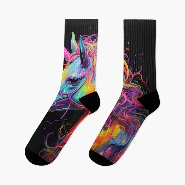 Item preview, neon unicorn digital art print, designed and sold by dcrc.