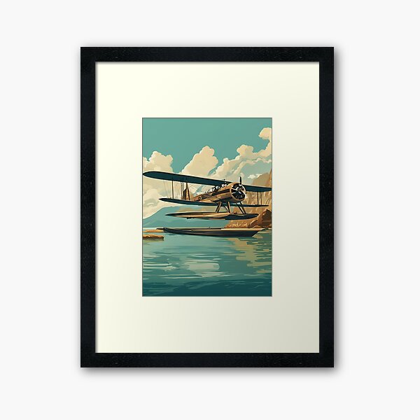 Vintage Seaplane Poster Framed Art Print