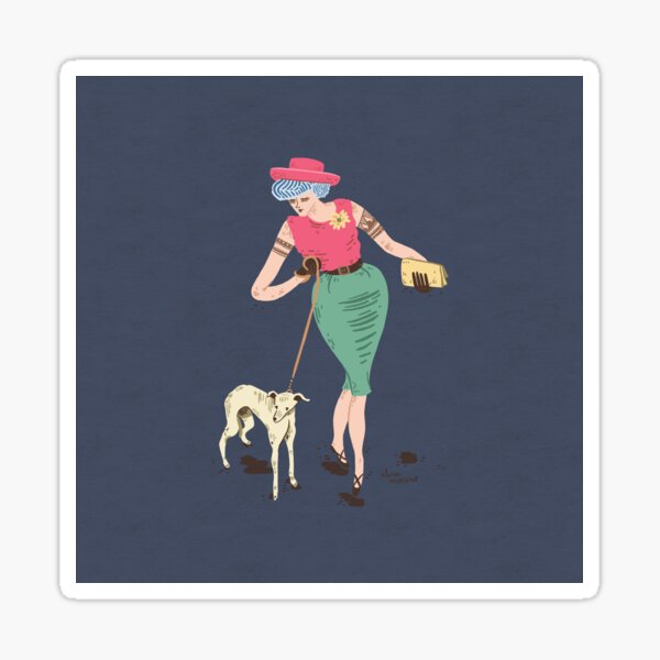 Woman with dog Sticker