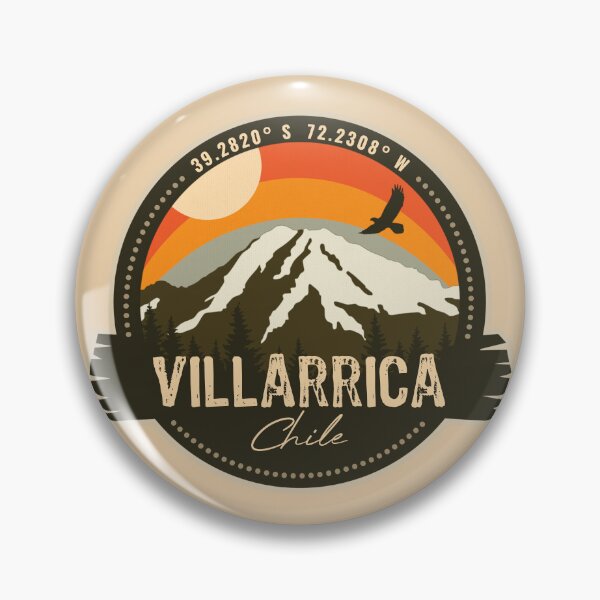 Item preview, Villarrica Volcano Chile Volcanic Eruption Retro Vintage Badge designed and sold by mountainfad.