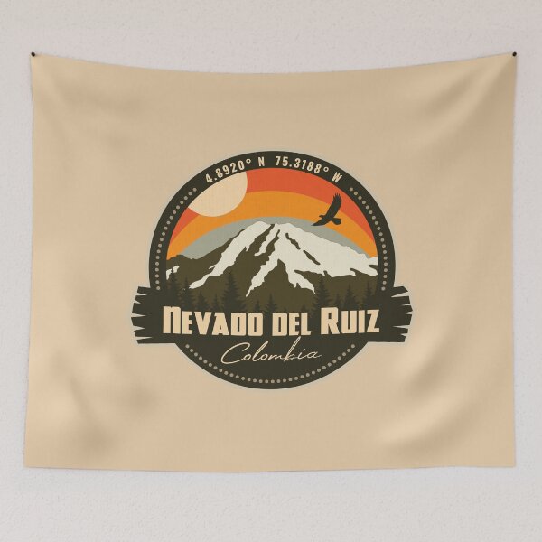 Item preview, Insignia Retro Vintage de erupción volcánica del volcán Nevado del Ruiz Colombia designed and sold by mountainfad.